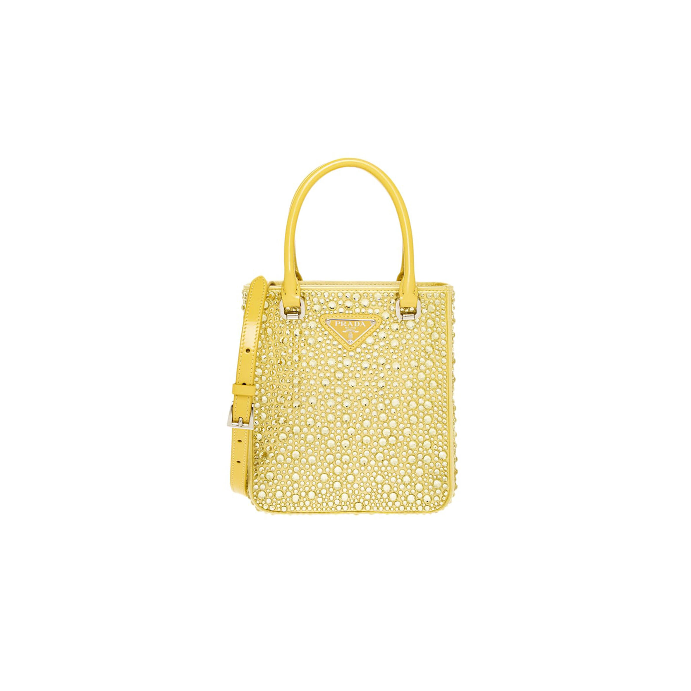 PRADA SMALL SATIN TOTE BAG WITH CRYSTALS 1BA331 (17.5*15*5cm)